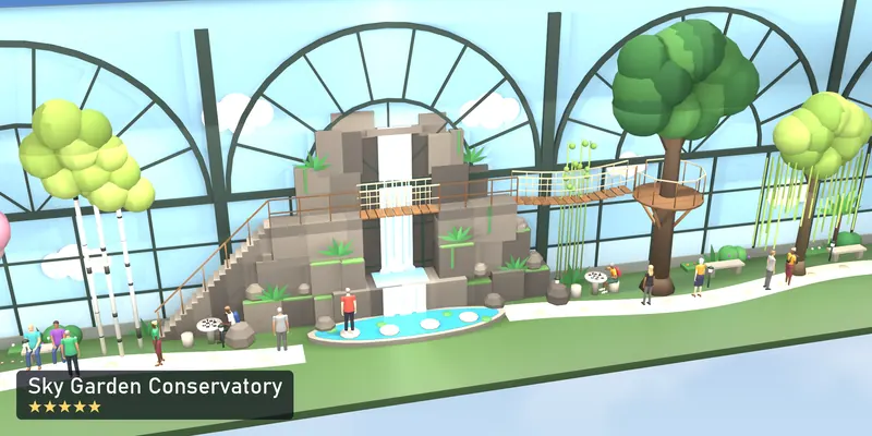 Sky Garden Conservatory, a 5-star room, as a scale model of its 3D room, with the people who use it
